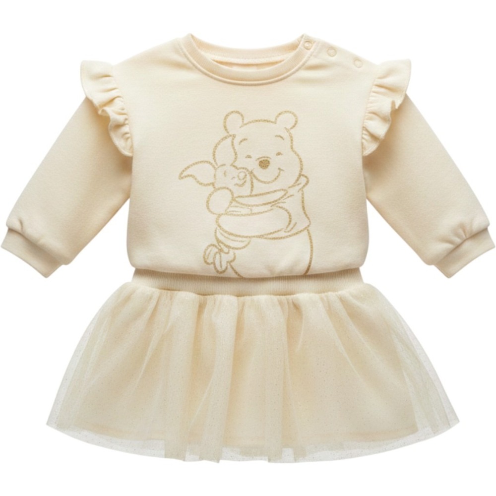 Disney Baby Winnie Pooh Piglet Tutu Dress 24M Cream Gold Velvet Sparkle Ruffle